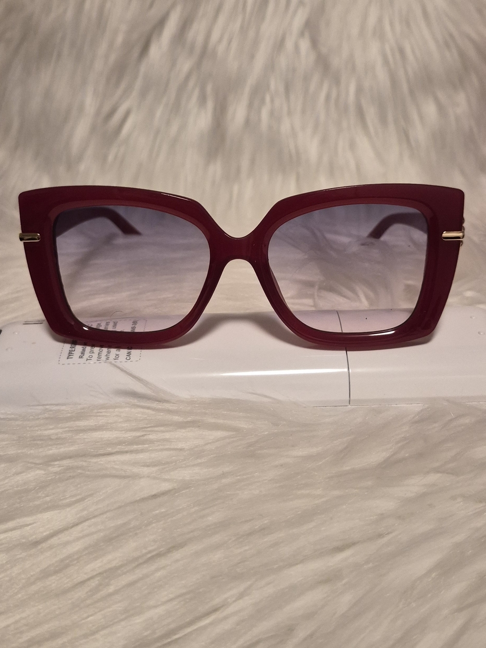 Women’s Deep Burgundy Square Sunglasses with Subtle Gold Trim
